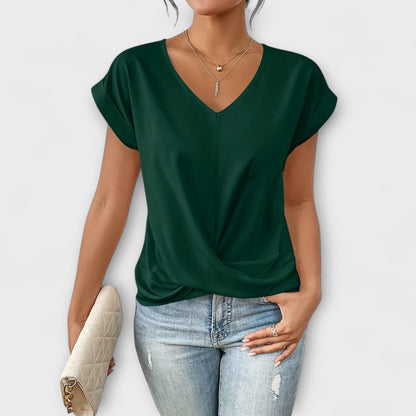 Eloise - V-Neck Top with Button Detail