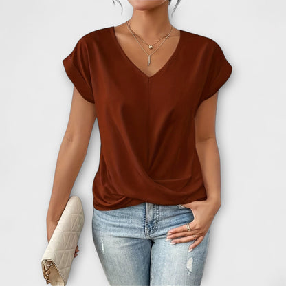 Eloise - V-Neck Top with Button Detail