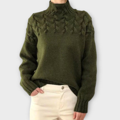 Eva - Women's Sweater with Cable Knit Detail