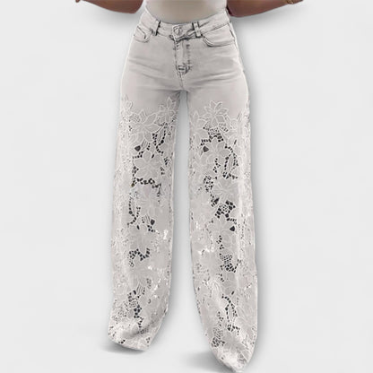 Trendy Lace Patchwork Jeans